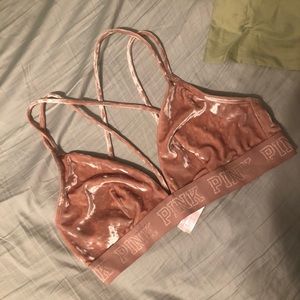 Pink velvet bralette